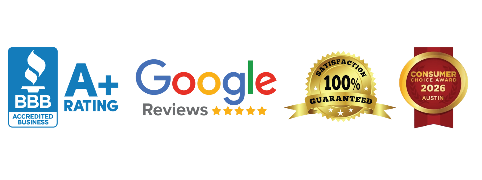 BBB, google reviews, guaranteed results and cc award badges